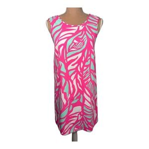 Lilly Pulitzer Sabrina Mini Dress XS Pink Green‎ Sleeveless Shift Dress Back Zip